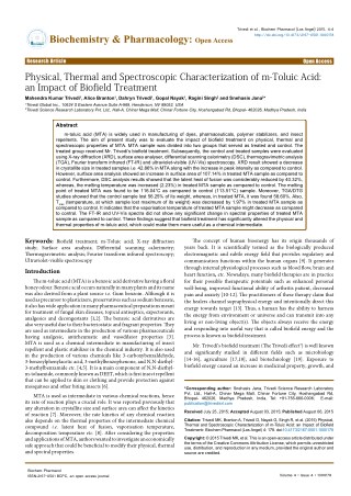 Physical, Thermal and Spectroscopic Characterization of m-Toluic Acid: an Impact of Biofield Treatment