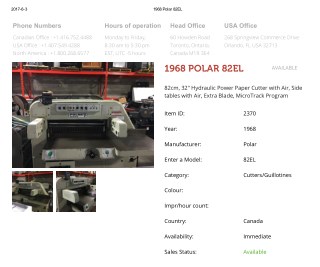 Buy Used 1968 POLAR 82EL Machine