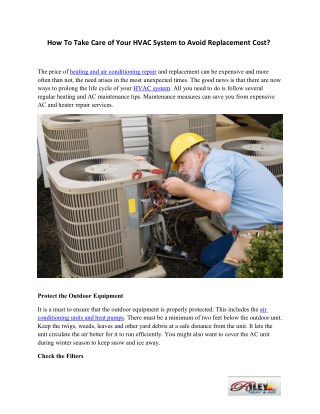 How To Take Care of Your HVAC System to Avoid Replacement Cost