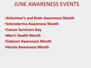 June Awareness Events