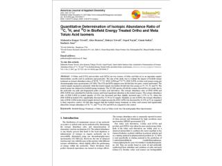 Quantitative Determination of Isotopic Abundance Ratio of 13C, 2H, and 18O in Biofield Energy Treated Ortho and Meta Tol