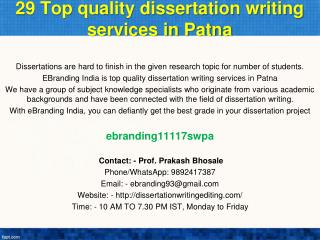 29 Top quality dissertation writing services in Patna
