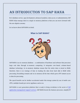 An Introduction To SAP HANA