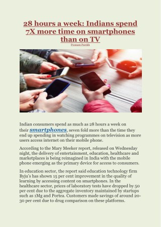 28 hours a week- Indians spend 7X more time on smartphones than on TV