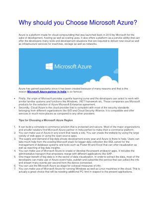 Why should you choose Microsoft Azure?