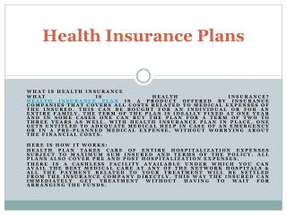 Health Insurance Plans