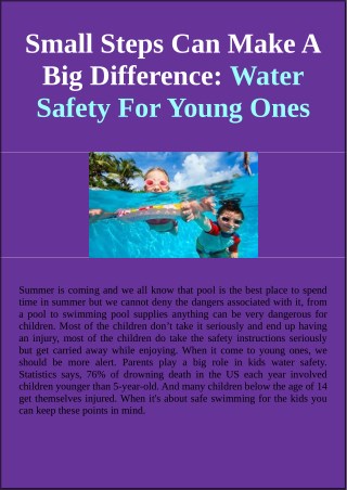 Small Steps Can Make A Big Difference: Water Safety For Young Ones