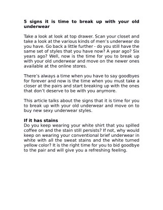 5 Signs it is Time to Break up With Your Old Underwear