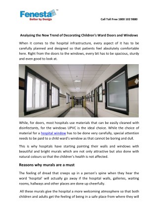 Analysing the New Trend of Decorating Children’s Ward Doors and Windows