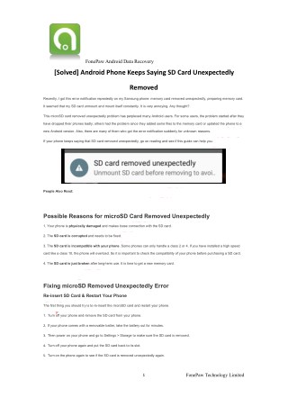[Solved] Android Phone Keeps Saying SD Card Unexpectedly Removed
