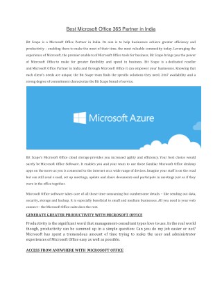 Best Microsoft Office 365 Partner in India