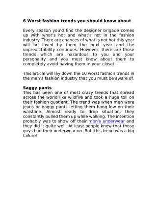 6 Worst fashion trends you should know about