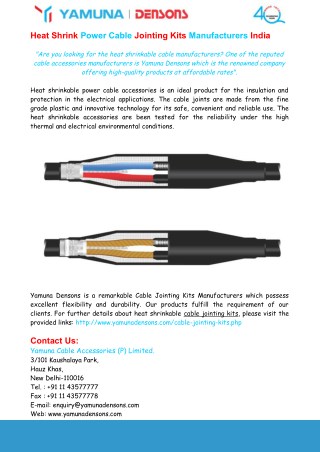 Heat Shrinkable Power Cable Jointing Kits Manufacturers India