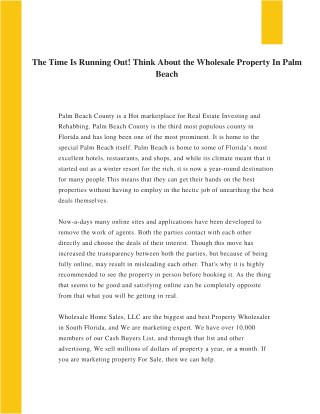 Wholesale Property in Palm Beach