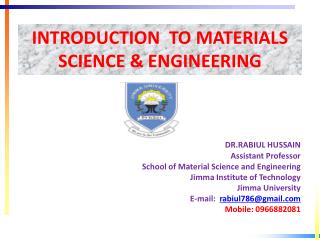 introduction to Material Science and engineering