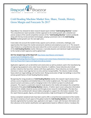 Cold Heading Machine Market Analysis - Size, Share, overview, scope, Revenue, Gross Margin, Segment and Forecast 2022
