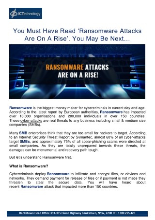 You Must Have Read ‘Ransomware Attacks Are On A Rise’. You May Be Next…