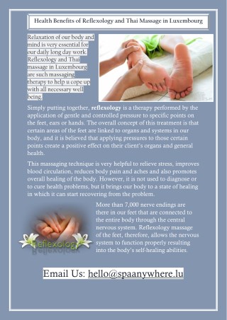 Health Benefits of Reflexology and Thai Massage in Luxembourg