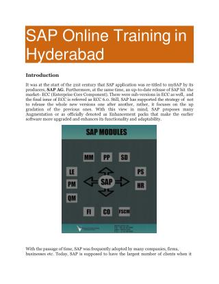 SAP Online Training in Hyderabad