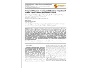 Analysis of Physical, Thermal, and Structural Properties of Biofield Energy Treated Molybdenum Dioxide