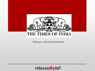 Times of India Obituary Advertisement Booking Online.