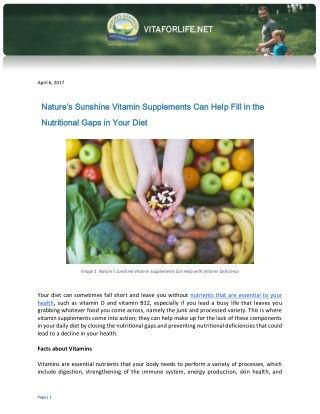 Nature’s Sunshine Vitamin Supplements Can Help Fill in the Nutritional Gaps in Your Diet