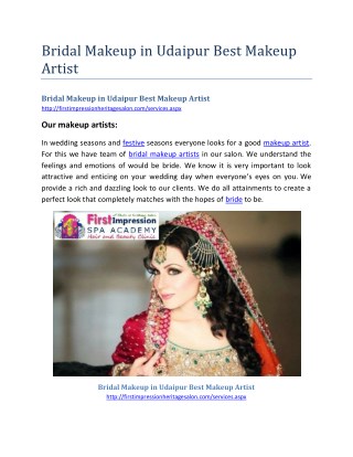 Bridal Makeup in Udaipur Best Makeup Artist