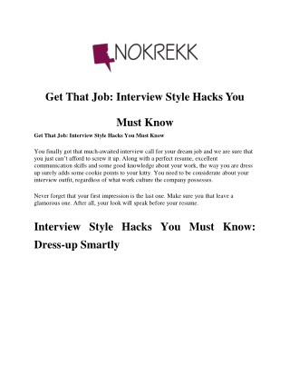 Get That Job: Interview Style Hacks You Must Know