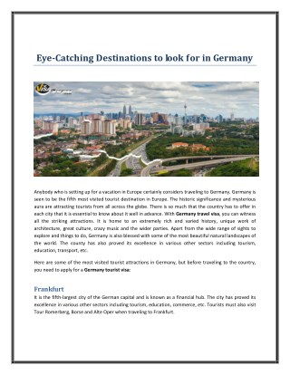 Eye-Catching Destinations to look for in Germany