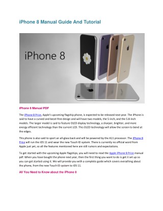 iPhone 8 Manual Guide And Tutorial