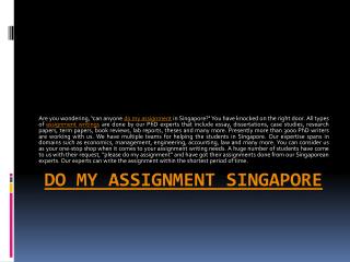 Online Do my assignment Singapore