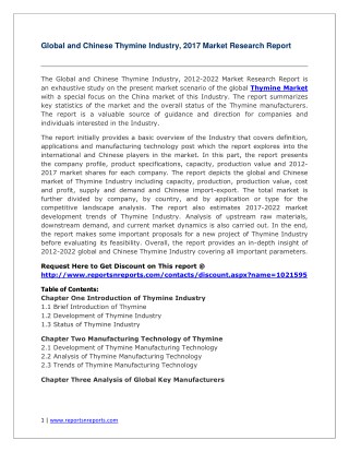 Thymine Industry 2022 Forecasts for (Global, Chinese) Region