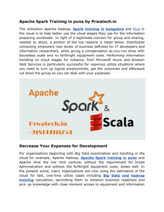 Apache Spark Training in pune prwatech.in