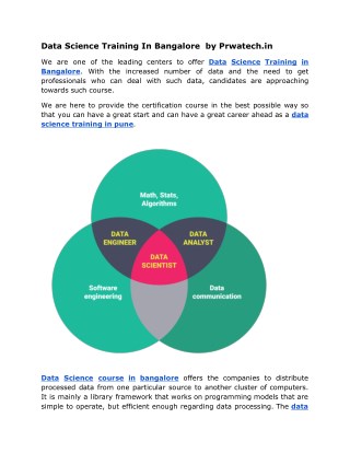 Data Science certification In Bangalore prwatech.in