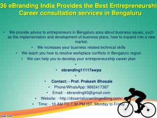 36 eBranding India Provides the Best Entrepreneurship Career consultation services in Bengaluru