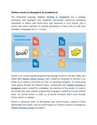 Python certification training In pune prwatech.in