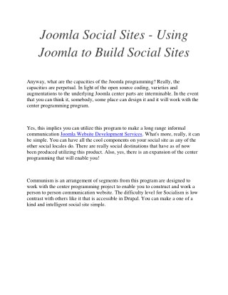 Joomla Social Sites - Using Joomla to Build Social Sites
