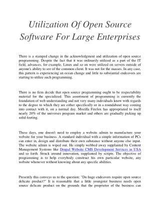 Utilization Of Open Source Software For Large Enterprises