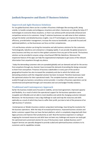 JanBask Responsive and Elastic IT Business Solution