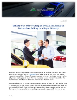 Sell My Car: Why Trading In With A Dealership Is Better than Selling to a Buyer Directly