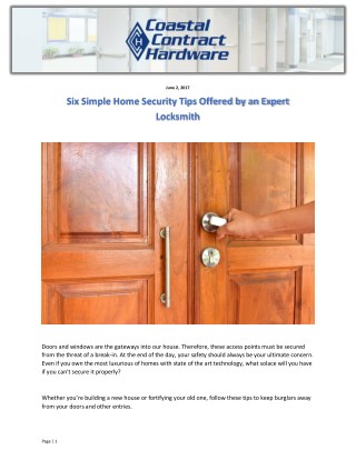 Six Simple Home Security Tips Offered by an Expert Locksmith