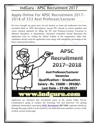 APSC Recruitment