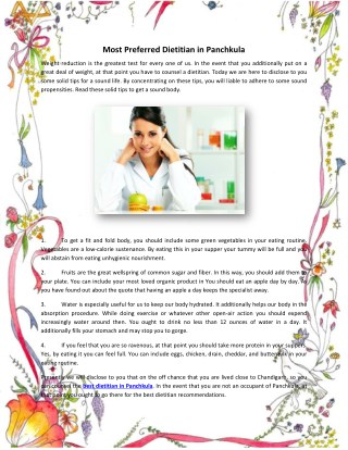 Most Preferred Dietitian in Panchkula