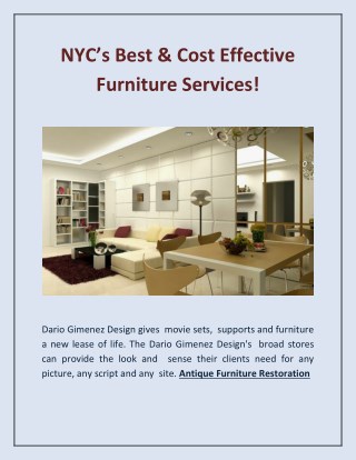 NYC’s Best & Cost Effective Furniture Services!