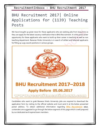 BHU Recruitment
