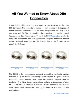 All You Wanted to Know About DB9 Connectors