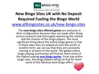 New Bingo Sites UK with No Deposit Required Fueling the Bingo World