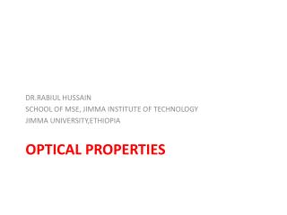 Optical Properties of Materials