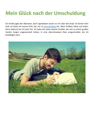 Mein Glück nach der Umschuldung