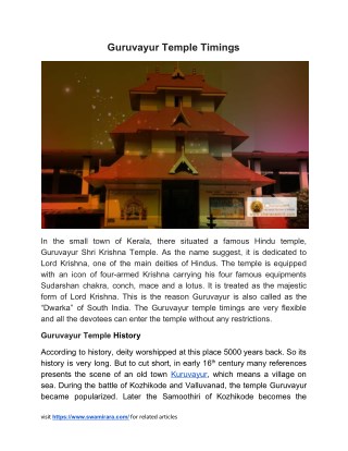 Guruvayur Temple Timings